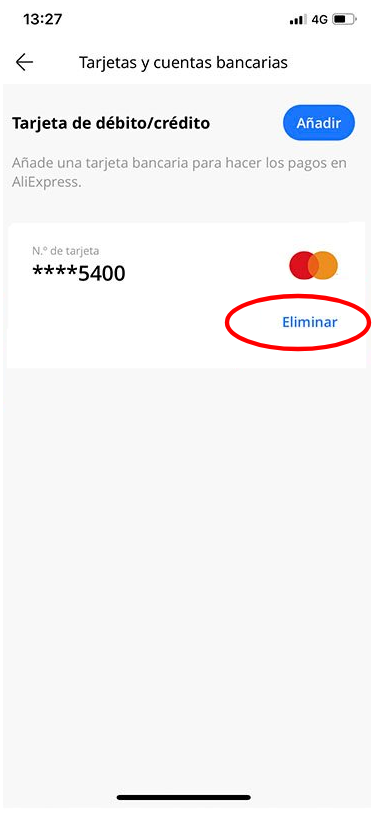 Cambio de tu tarjeta de crédito en la app 1