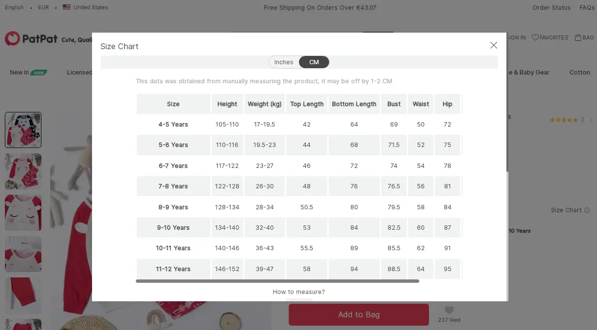 PatPat Sizes Guide 2025 sizing-chart-highreztransfers